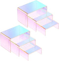 Chuangdi 2 Sets Acrylic Display Risers, Product Stand, Jewelry Display Riser Shelf Showcase Fixtures for Dessert Cupcake Candy Figure Treat Action Showcase(Rainbow Color,Small Set)