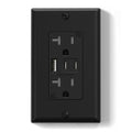 ELEGRP USB Outlets, 20 Amp Wall Outlet with 3 USB Ports, Dual USB C Ports Outlets, TR Tamper-Resistant USB Outlets Receptacles, Wall Plate Included, UL/CUL Listed, 1 Pack, Black