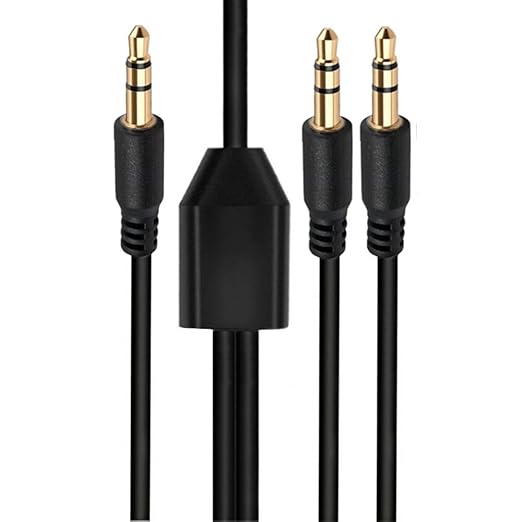 Kework 1.6ft 3.5mm Splitter Audio Cable, 1 Male to 2 Ways Male 1/8 Inch 3.5mm TRS Stereo Jack Headphones Splitter Adapter Y AUX Cable for Smartphones, Computers, MP3s, Earphones, Speakers