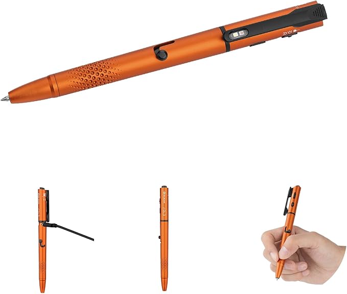 OLIGHT O'Pen 3 EDC Pen Light,120 Lumens with Green Beam, Red and White, USB-C Rechargeable LED Flashlight for Office, Writing, Presentation, Outdoor Uses, Professional Business Gift(Orange)