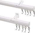 ChadMade Ceiling or Wall Mount Curtain Track Kit with Hooks, 3ft - 6ft Adjustable Length Drape Rail Set For Living Room Bedroom, Single Window Rods Work with Grommet and Pinch Pleated Curtain