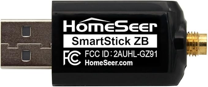 HomeSeer Zigbee 3.0 USB Interface/Coordinator/Dongle (SmartStick ZB), SiLabs ERG32MG21 Chip Technology, Compatible with HomeSeer, Home Assistant, OpenHAB, Zigbee2MQTT