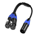 (11.8 inches / 1 Pack) 1 Male to 2 Female XLR Y Splitter Micrphone Cable, 3pin Male to Dual XLR Female Y-Splitter Balanced Mic Audio Cables for Stereo Mic to L & R Audio Track