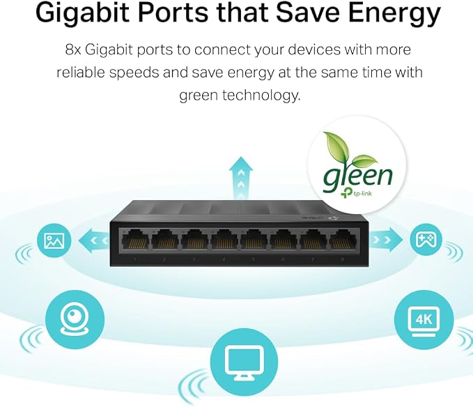 TP-Link Litewave 8 Port Gigabit Ethernet Switch | Desktop Ethernet Splitter | - Image 3