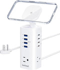 Power Strip Tower Surge Protector, TenTrend Flat Plug Extension Cord with 3AC Outlets & 8 USB Ports(4 USB-C), 115W Fast Charging Station for Home, Office Supplies, Dorm Room