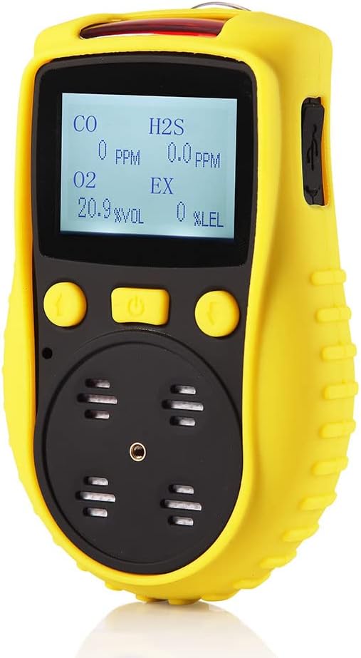 ATO Handheld Multi Gas Detector, CO, H2S, O2, LEL, 4 Gas Monitor, with Sound, Light and Vibration Alarms (with Data Logging)