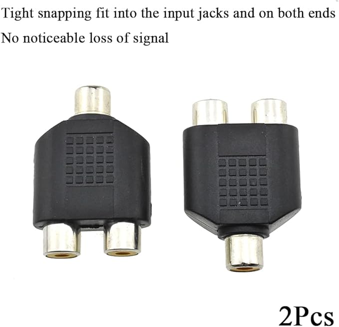 HAHIYO 3 RCA F-2x3.4 RCA F Stereo Plug Interconnect Audio One Male 3.4mm(1/8inch) Two Male 3mm(1/8inch) Adapter Splitter Good Signal Sound Snap Tight Not Wobble for Headphone Guitar Black 2pcs