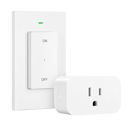 DEWENWILS Remote Control Outlet Wireless Wall Mounted Light Switch, Electrical Plug in On Off Power Switch for Lamp, Fan, Household Appliance, No Wiring, 100 Feet RF Range, Programmable