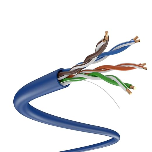 SolidLink CAT5e Ethernet Cable 1000ft – 24AWG Solid CCA UTP Unshielded CAT 5e, High Speed Lan Network, RJ45 Cable, Easy Pull Box Ethernet Cord (Blue)