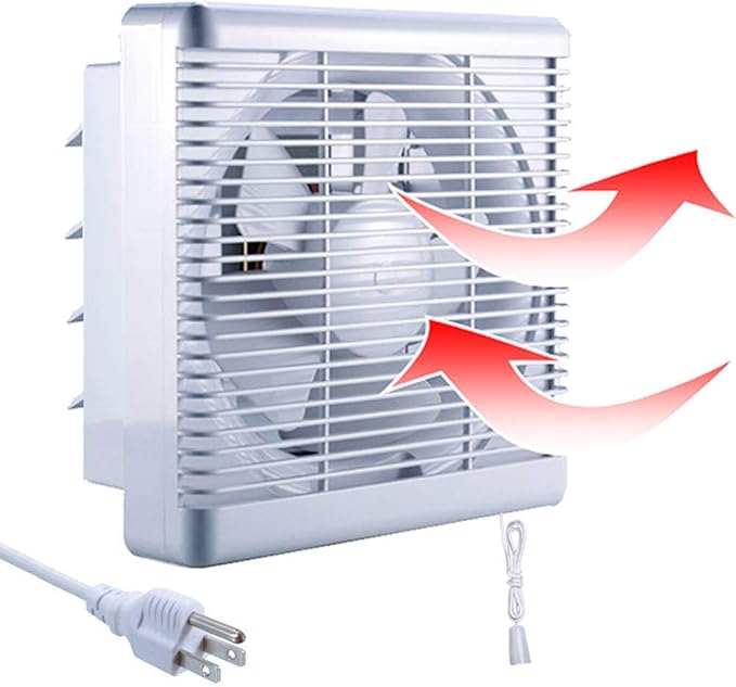 SAILFLO 8 Inch Window Shutter Exhaust Fan, 9.5 x 9.5 Inch Cutout, 300CFM 30W Wall-Mounted Ventilation Fan Air Intake Extractor for Bathroom Home Bedroom Attic, φ8 Inch Impeller