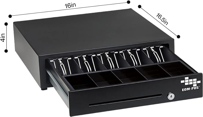 EOM-POS Heavy Duty Cash Register Drawer + Thermal Receipt Printer (80mm) + Barcode Scanner (Cordless) [Black] -for Windows Systems Only