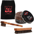 Kg's Shoe Shine Kit Includes Polish, Horsehair Brush, Applicator, and Storage Bag