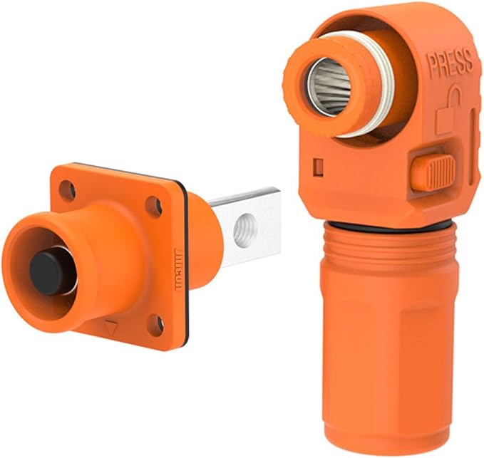 1 Set Battery Energy Storage Connector, 150A 35mm² High Current Connectors Quick Plug Terminal Orange Right Angle Plug and Socket IP67 Waterproof Power Adapter (150A, Orange)