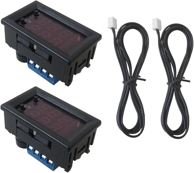 Smaeti 2Pcs 12V Digital Thermostat Control Module with Dual Color LED Display, Electronic Temperature Controller Programmable -50 to 110 Degree Celsius Heating/Cooling