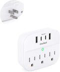 1 Pack Multi Plug Wall Outlet Splitter with USB, Non Surge Protector for Cruise Ship, Cruise Outlet with 3 Wall Outlets 4 USB Wall Charger(2 USB C), Small Travel Plug Adapter for Cruise,Travel,White
