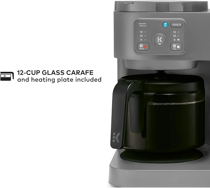 K Duo Coffee Maker for Hot and Iced Drinks, Single Serve KCup Pod Brewer and 12 Cup Carafe Drip Coffee Pot, 60oz Water Reservoir,Pause & Pour Feature, Perfect for Home & Office Use