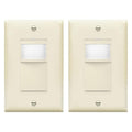 LIDER Motion Sensor Switch with Wall Plate, PIR Sensor Light Switch, Occupancy & Vacancy Modes, No Neutral Wire Required, 120V, 60Hz, 150W LED/CFL, Single Pole, LPS-1P-LAWP2P, Light Almond, 2 Pack