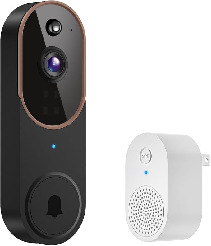GridTera 1080p Wireless Video Doorbell Camera, AI Human Detection, Live View, Night Vision, Cloud Storage, 2.4G WiFi, Battery Powered, Indoor Outdoor Surveillance (Comes with Doorbell Receiver)