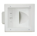DATA COMM Electronics 45-0231-WH USB Recessed Media Outlet Box, In-Wall Cable Management, Duplex Receptacle,4.0 Amp Dual USB Ports, Large Cable Pass-Through, Design for Thin Mounts & TV, White