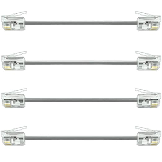 NECABLES 4Pack 3 Inch Short Telephone Cord Phone Cable Wall Phone Cord by NECABLES