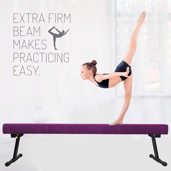 Adjustable&Foldable Gymnastics Balance Beam,6FT/8ft High-Low Level Floor Gymnastic Beam,No Tool Require, Gym Equipment for for Kids Children Girls Home Training