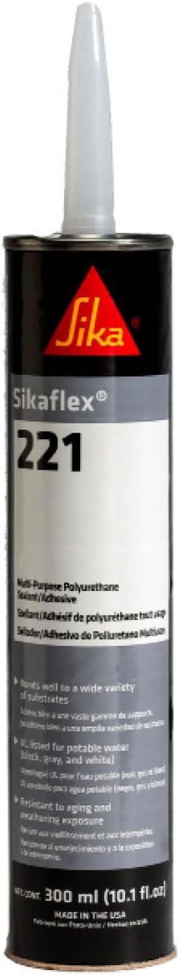 SIKA Sikaflex-221 Multi-Purpose Sealant/Adhesive, Gray, 10.1 fl. oz – Fast-Curing Polyurethane, Highly Elastic, Weather-Resistant, Sandable & Paintable, Bonds to Wood, Metal, and Plastics