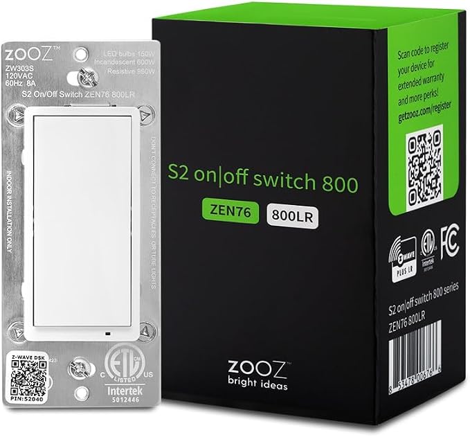 Zooz 800 Series Z-Wave Long Range S2 On Off Switch ZEN76 800LR by ZOOZ