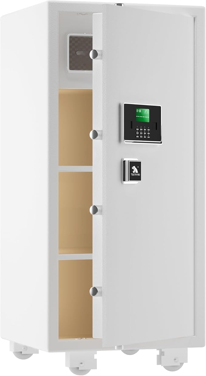 【𝐔𝐒 𝐒𝐓𝐎𝐂𝐊】TIGERKING 5.9 Cubic Feet Extra Large Heavy Duty Safe Box, Big Home Safe with Double Safety Key Lock and Separate Lock Box, Digital safe with 2 Removable Shelf for Home Hotel Office