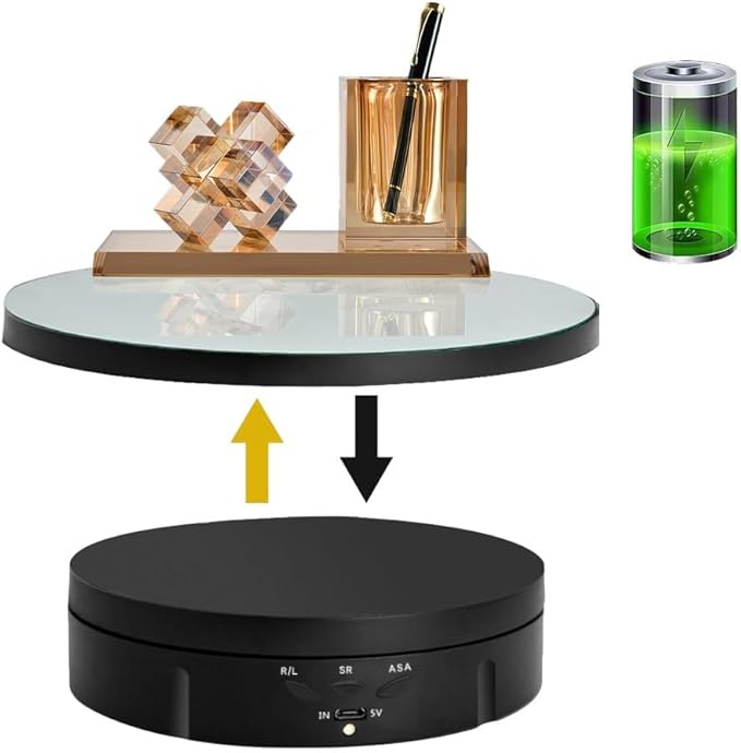 JAYEGT 3 in 1 Motorized Rotating Display Stand with 5.74/7.08/8.66 inch Replacement Mirror Cover， 22lbs Load , 360 Degree Electronic Turntable for Photography Products Shows, Jewelry (Mirror/3 in1 / Black/ NO Remote controller)