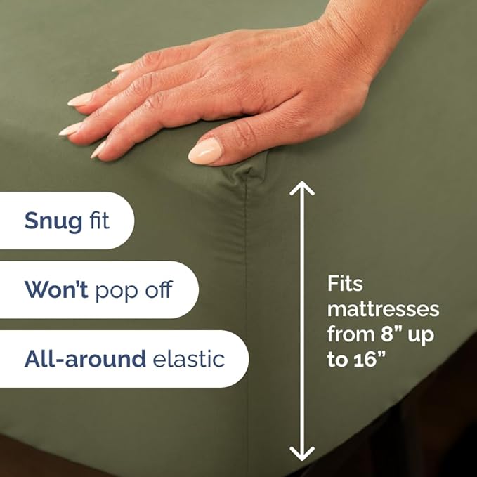 Full XL Bed Sheet Set - 4 Piece Extra Long Extended Full XL Sheets - Soft, Breathable & Cooling - Fits 8” to 16" Mattress w/ Deep Pockets - 54" x 80" - Easy-Fit, Wrinkle & Fade Resistant - Sage Green