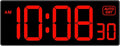 Soobest LED Digital Wall Clock, Large Digital Clock Bold Numbers with Seconds for Seniors Visually Impaired，Plug Electric Clock Dimmable Auto DST Large Display 10 Inches (Red)