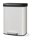 Garvee 16 gal / 60 L Metal Trash Can with Lid, Large Garbage Can for Kitchen, Rustproof Step-on Kitchen Metal Trash Bin with Liner Rim, Rear Handle, Soft Close Plastic Lid, White