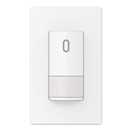 ELEGRP Single Pole Occupancy Motion Sensor Light Switch, Need Grounding Wire No Neutral Wire, 120° Sensor Coverage PIR Infrared Motion Activated, for CFL/LED/Incandescent Bulb, UL,1 Pack, Matte White
