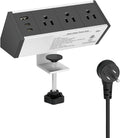 Tecmojo Desk Clamp Power Strip 3 Outlet with 1 USB A and 2 USB C Ports, 6 ft Cord, Desk Outlet Station Fit 1.6" Tabletop Edge,ETL Listed,Black