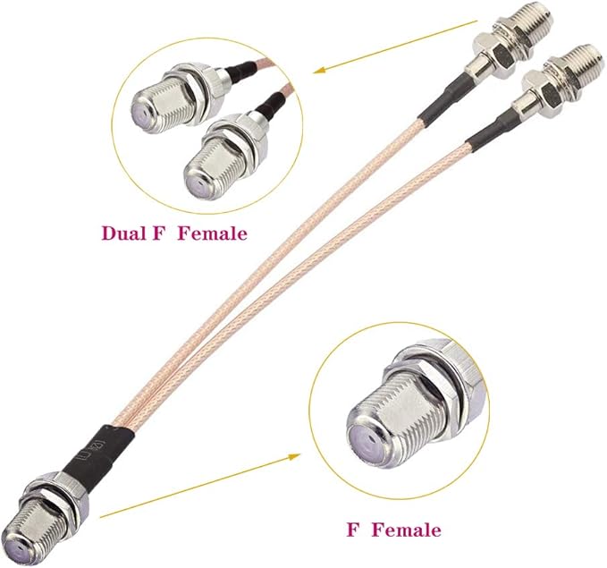 RedYutou F-Type RG6 Splitter - F Female to F Dual Female 3 Way Splitter Cable - 15cm (6 inch) TV & Satellite Adaptation