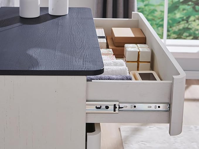 JXQTLINGMU 9 Drawer Dresser for Bedroom, 52" Wide Modern Wood Dressers with Push-to-Open Drawers for Closet Storage, Chest of Drawers TV Stand for Living Room & Hallway, Curved Profile, White Oak