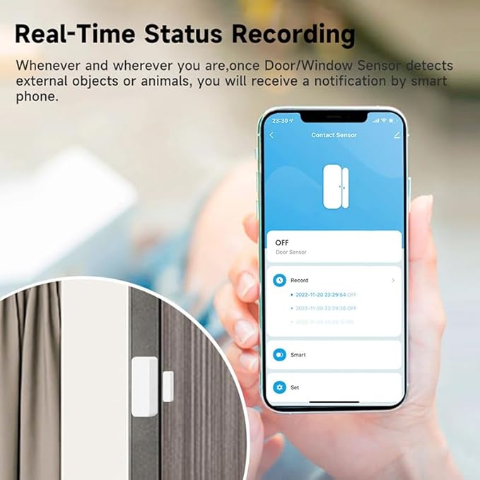 IHSENO WiFi Door Window Sensor,Smart Door Open/Closed Detector with App Alert,Wireless Entry Detector Sensor Alarm for Home Security&Automation (2Pack)