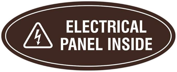 Signs ByLITA Oval Electrical Panel Inside Sign (Dark Brown) - Small
