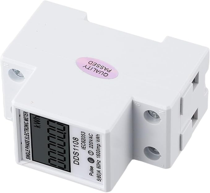 Digital Energy Meter LCD Display 50A 60A Single Phase Power Monitor Electric Consumption Meter with Backlight LED Pulse Indicator for Industrial Commercial Use(Without backlight)