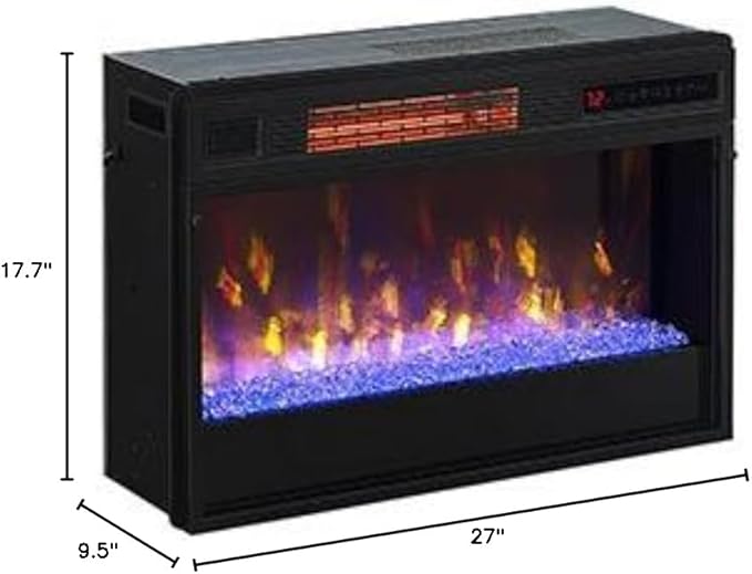 ClassicFlame 26" 3D SpectraFire Plus Infrared Fireplace Insert with Glass - Black, 26II342FGT