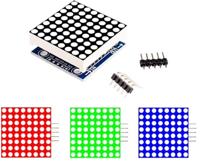 Azuocn 5PCS MAX7219 8x8 Dot Matrix LED Display Module 5V MCU Control MAX7219 LED Dot Matrix DIY Kit (Blue)