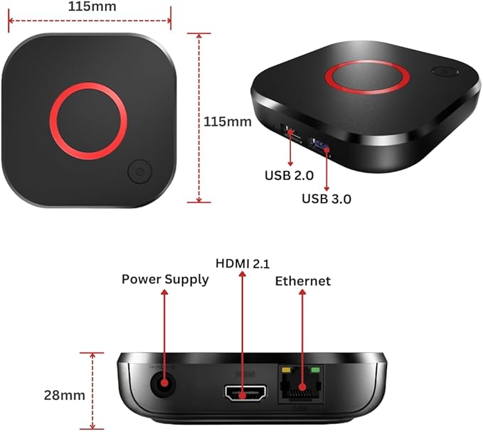 Raxxio MAG544w3 TV Set-Top Box - 4K HDR TV Streaming Device with Amlogic S905Y4 Chipset, 1GB DDR4 RAM, 4GB Flash Memory, Dolby Digital Plus, Linux 4.9, Dual-Band WiFi, USB 2.0, HDMI Cable and Remote