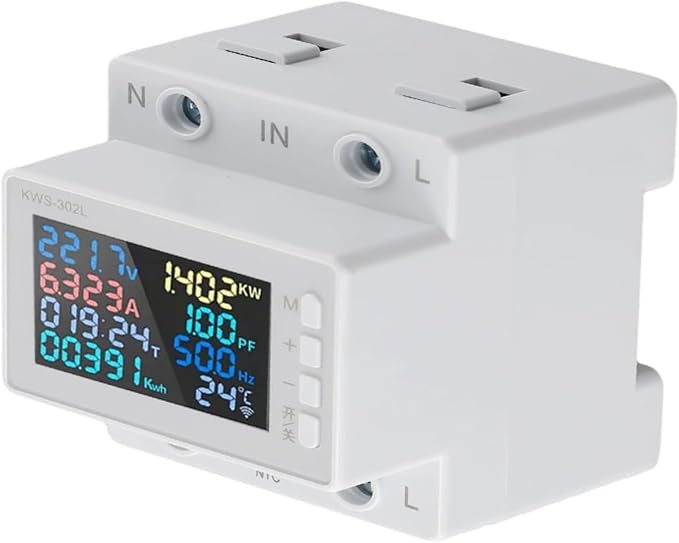Noteflora LCD Digital Energy Meter With Voltage And Current Monitor, AC170-300V Power Voltmeter For Rail Mount, Compatible With KWS-302WF White(KWS-302L)