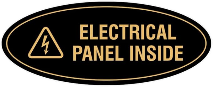 Signs ByLITA Oval Electrical Panel Inside Sign (Black Gold) - Large