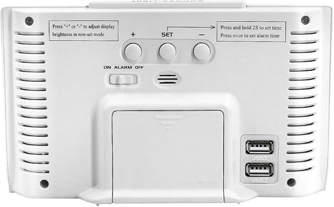DreamSky Alarm Clocks for Bedrooms with Battery Backup, Auto Set Digital Clock with Date and Day of Week, 5 Inch Large Display with Weekday Temperature, USB Ports, Auto DST, Brightness Dimmer, 12/24H