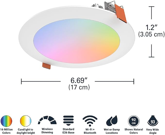 HALO HLB6099WZRGBWMWR 6” Smart Wi-Fi Slim Canless LED Downlight Powered by WiZ - Image 3