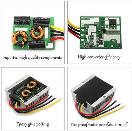 DC 24V to DC 12V Step Down Output 15A 180W Reducer Regulator Buck Converter Module for Auto Car Truck Vehicle Boat Solar System (15A)