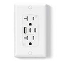 ELEGRP USB Outlets, 20 Amp Wall Outlet with 3 USB Ports, Dual USB C Ports Outlets, TR Tamper-Resistant USB Outlets Receptacles, Wall Plate Included, UL/CUL Listed, 1 Pack, White