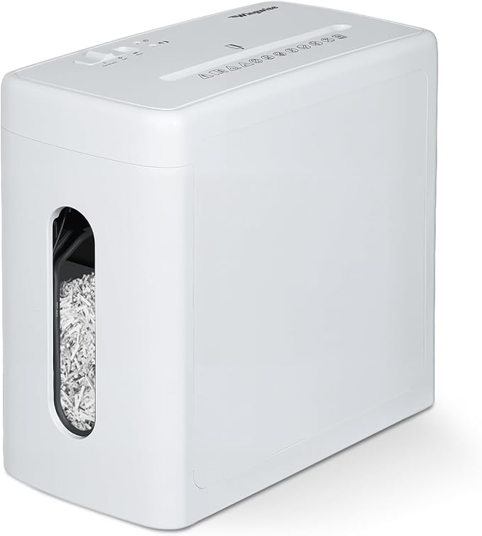 Low Noise 40dB Paper Shredder for Home, 10-Sheet Cross Cut, CD/Credit Card Shredder, 2.6 Gallons Wastebasket, P-4 High Security, White