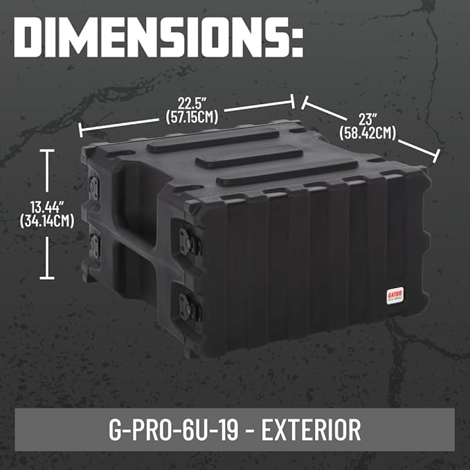 Gator Cases Pro Series 6U Rack Case with Standard 19" Depth, Roto Molded Made in USA (G-PRO-6U-19)